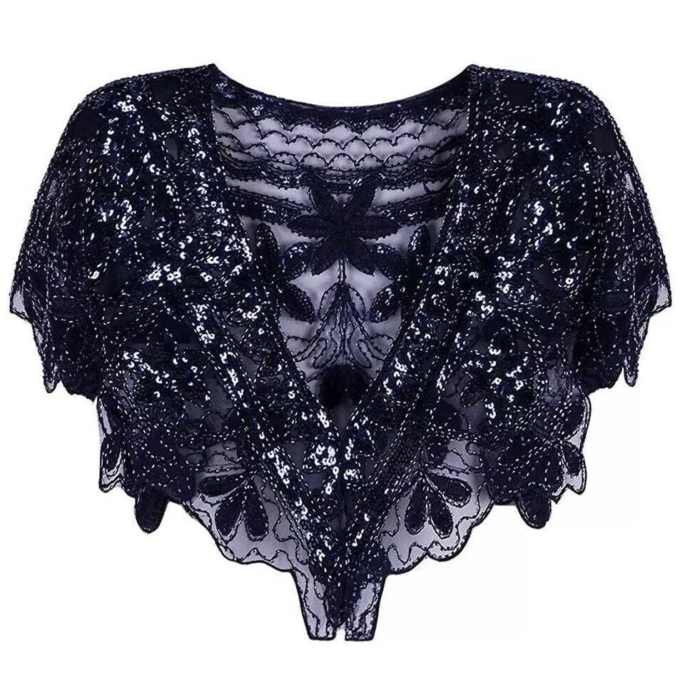 7957 1920s Shawls Wraps Wedding Shawl Bridal Wrap Sequin Beaded Handmade